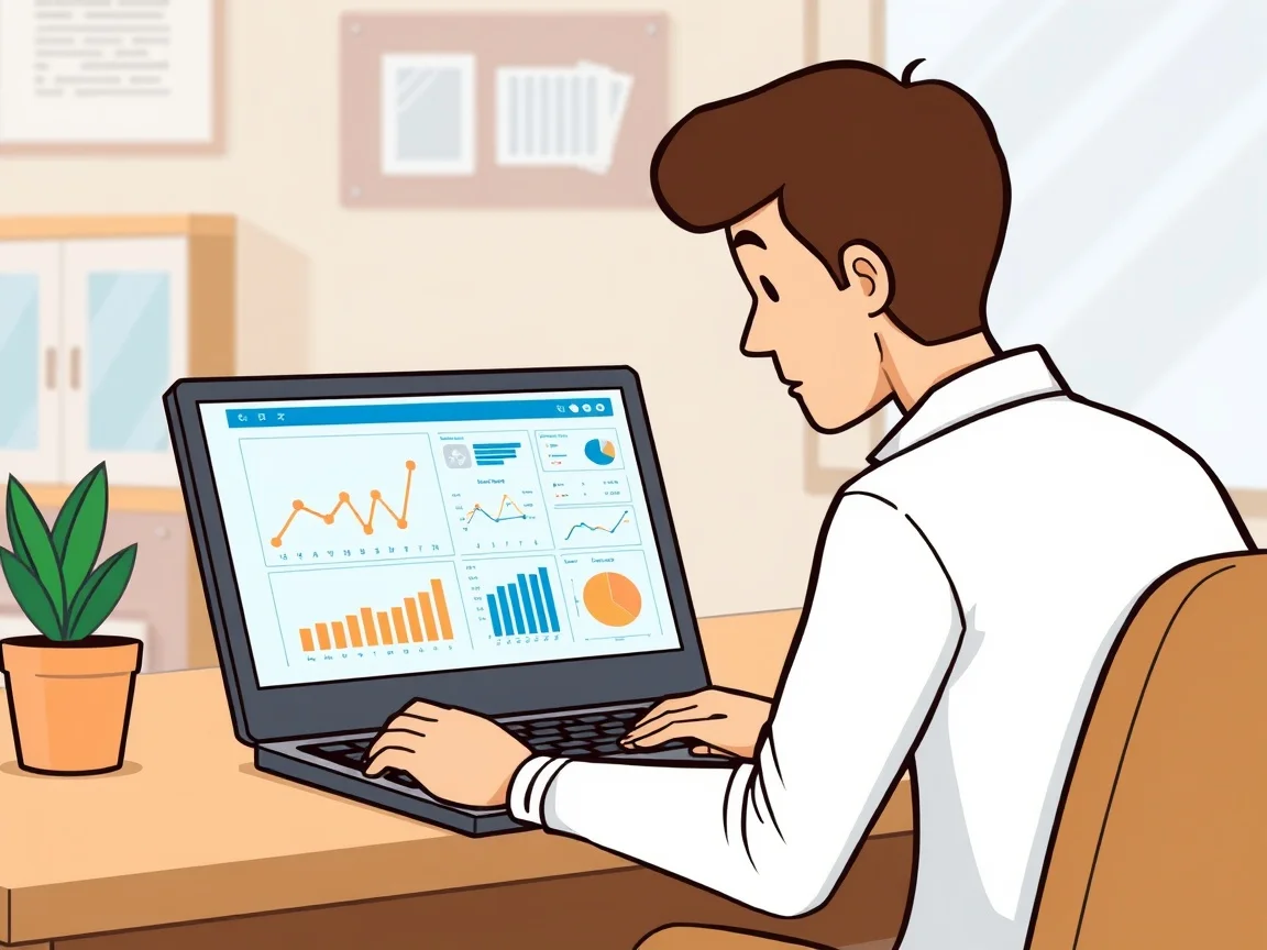 Osoba patrzy na wykresy na ekranie laptopa.