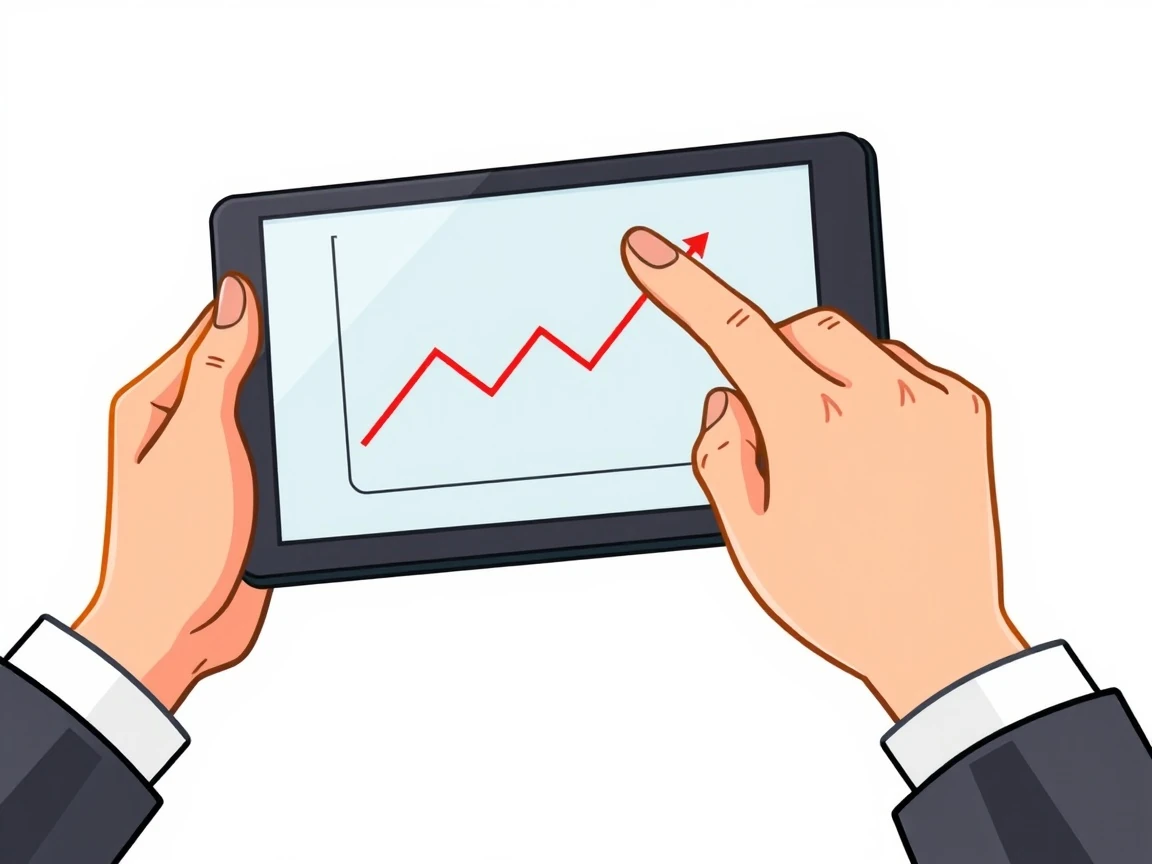 Zbliżenie rąk wskazujących na tablet z wykresem liniowym