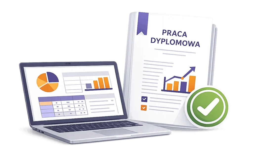 Ilustracja przedstawiająca poprawnie wykonaną analizę statystyczną do pracy licencjackiej lub magisterskiej